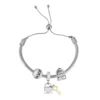 European Bracelet, 316 Stainless Steel, with 304 Stainless Steel, for woman, silver color, Length:21 cm, Sold By PC