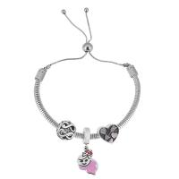 European Bracelet 316 Stainless Steel for woman & enamel & with rhinestone silver color Length 17 cm Sold By PC