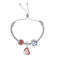 European Bracelet, 316 Stainless Steel, With Pendant & for woman, silver color, Length:17 cm, Sold By PC