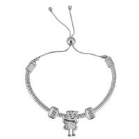 Bracelet European , Acier inoxydable 316, Avec Pendentif & pour femme & avec strass, argent, Longueur:17 cm, Vendu par PC