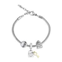 European Bracelet 316 Stainless Steel With Pendant & for woman silver color Length 17 cm Sold By PC