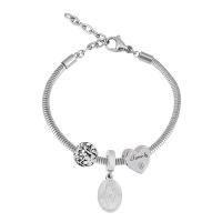 European Bracelet, 316 Stainless Steel, With Pendant & Unisex, silver color, Length:17 cm, Sold By PC