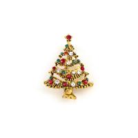 Broches de Noël, alliage de zinc, bijoux de mode & pour femme & avec zircone cubique, multicolore, 45x32mm, Vendu par PC