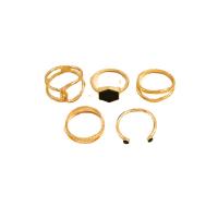 سبائك الزنك خاتم مجموعة, 5 قطع & مجوهرات الموضة & للمرأة & مينا, ذهبي, تباع بواسطة تعيين