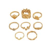 Cink Alloy Ring Set, Cink ötvözet, 8 darab & divat ékszerek & a nő & strasszos, sokszínű, Által értékesített Set