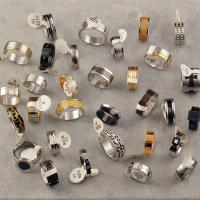 Titanium Čelik Finger Ring, nasumično poslano & modni nakit & bez spolne razlike & s Rhinestone, 10računala/Lot, Prodano By Lot