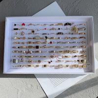 Ring Finger Titantium stali, Platerowane prawdziwym złotem, losowo wysyłane & biżuteria moda & dla kobiety, 10komputery/wiele, sprzedane przez wiele