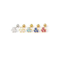 Cubic Zircon (CZ) Stud Earring, Stainless Steel, plated, fashion jewelry & micro pave cubic zirconia, more colors for choice, 0.8mm,6mm,3mm, Sold By PC