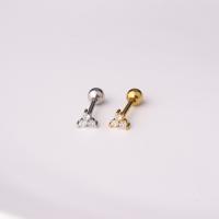 Cubic Zircon (CZ) Stud Earring Stainless Steel plated fashion jewelry & micro pave cubic zirconia 1.2mm 6mm 3mm Sold By PC