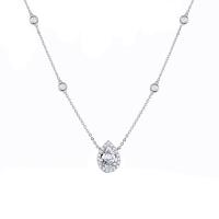 Cubic Zircon Micro Pave 925 Sterling Silver Necklace, plated, fashion jewelry & micro pave cubic zirconia, silver color, 210mm, Sold By PC