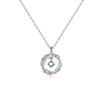 Cubic Zircon Micro Pave 925 Sterling Silver Necklace, fashion jewelry & micro pave cubic zirconia, silver color, 450mm, Sold By PC