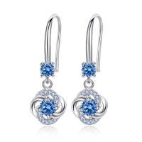 925 Sterling Silver Drop &  Dangle Earrings, fashion jewelry & for woman & with cubic zirconia, more colors for choice, 28x10mm, Sold By Pair