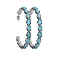 Turquoise Earring Zinc Alloy with turquoise Donut silver color plated fashion jewelry & for woman nickel lead & cadmium free 50mm Sold By Pair