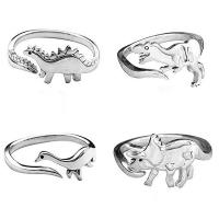 цинковый сплав Манжеты палец кольцо, Динозавр, плакирован серебром, Мужская & разные стили для выбора, не содержит никель, свинец, размер:6-8, продается PC