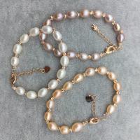 Bracelet en perles de culture d'eau douce, perle d'eau douce cultivée, avec alliage de zinc, plus de couleurs à choisir, Vendu par Environ 7.6 pouce brin