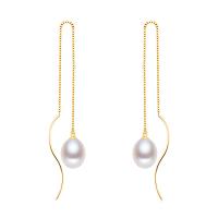 925 Sterling Silver Thread Through Earrings with Freshwater Pearl plated & for woman Sold By Pair