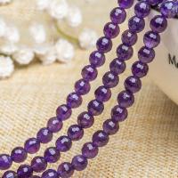 Naturelles perles améthystes, améthyste, Rond, fait à la main, DIY & normes différentes pour le choix & facettes, violet, Vendu par brin
