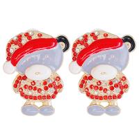 Christmas Earrings Zinc Alloy for woman & with rhinestone nickel lead & cadmium free Sold By Pair