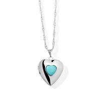 Fashion Locket Necklace, Tibetan Style, with turquoise & Shell, with 1.97inch extender chain, Heart, plated, with photo locket & for woman, more colors for choice, nickel, lead & cadmium free, 20x19mm, Length:Approx 15.75 Inch, Sold By PC