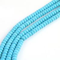 Türkis Perlen, Synthetisches Blau Türkis, flache Runde, poliert, DIY, dunkelgrün, 6x10mm, verkauft von Strang