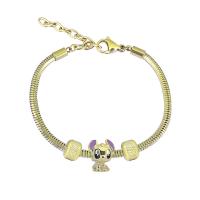 European Bracelet 316 Stainless Steel Unisex & with rhinestone golden Length 17 cm Sold By PC