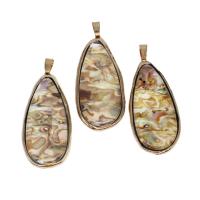Shell Pendants, Brass, with Shell, Teardrop, mixed colors, 49x25x11mm, Sold By PC