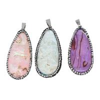 Agate Jewelry Pendants, Brass, with Rhinestone Clay Pave & Agate, more colors for choice, 50x25x11mm, Sold By PC