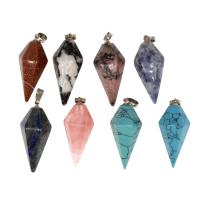 Gemstone Pendants Jewelry, Brass, with Gemstone, more colors for choice, 37x15x15mm, Sold By PC