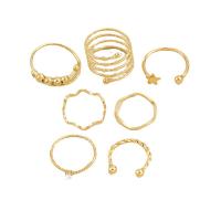 Zestaw pierścieni stopowych cynku, Stop cynku, 7 sztuk & biżuteria moda & dla kobiety & z kamieniem, złoty, sprzedane przez Ustaw