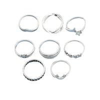 Set di anelli in lega di zinco, lega in zinco, 8 pezzi & gioielli di moda & per la donna, colore originale, Venduto da set