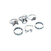 Zink Alloy Ring Set, 6 stycken & mode smycken & för kvinna, ursprungliga färgen, Säljs av Ställ