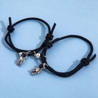 Couple Bracelet and Bangle Zinc Alloy with Nylon Cord 2 pieces & fashion jewelry & for woman black Length 11.02 Inch Sold By Set