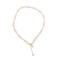 Plastične biserna ogrlica, Cink Alloy, s Plastična Pearl, zlatna boja pozlaćen, modni nakit, zlatan, Dužina 37 cm, Prodano By PC