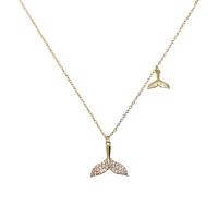 Cubic Zircon Micro Pave Brass Necklace, gold color plated, fashion jewelry & micro pave cubic zirconia, golden, Length:41 cm, Sold By PC