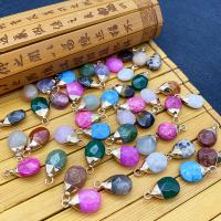 Gemstone Pendants Jewelry Natural Stone with Brass Teardrop gold color plated & faceted Sold By PC
