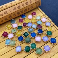 Gemstone Pendants Jewelry Natural Stone with Brass Square gold color plated & faceted Sold By PC