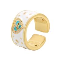 Brass Cuff Finger Ring plated with eye pattern & micro pave cubic zirconia & enamel nickel lead & cadmium free Sold By PC