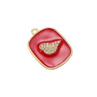 Cubic Zirconia Micro Pave Brass Pendant plated fashion jewelry & micro pave cubic zirconia & enamel nickel lead & cadmium free Sold By PC