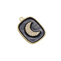 Cubic Zirconia Micro Pave Brass Pendant, Moon, plated, micro pave cubic zirconia & enamel, more colors for choice, nickel, lead & cadmium free, 21x16mm, Sold By PC