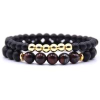 Gemstone Bracelet Set, with Elastic Thread & Brass, real gold plated, different materials for choice & Unisex, nickel, lead & cadmium free, 6mm, 8mm, Length:Approx 7 Inch, 2Strands/Lot, Sold By Lot