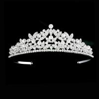 Bridal Tiaras, Tibetan Style, Leaf, platinum color plated, for woman & with rhinestone & hollow, nickel, lead & cadmium free, 170x45mm, Sold By PC