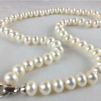 Collar de Perlas Natural de Freshwater, Perlas cultivadas de agua dulce, Blanco, 10-11mm, longitud:aproximado 15.75 Inch, Vendido por UD