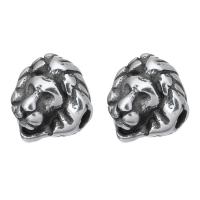 Stainless Steel Beads, Lion, original color, 10x10x9mm, Hole:Approx 2mm, 10PCs/Lot, Sold By Lot