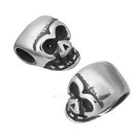 Stainless Steel Beads, Skull, original color, 6x9x5mm, Hole:Approx 3mm, 10PCs/Lot, Sold By Lot