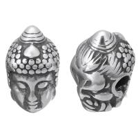 Esferas de aço inoxidável, Buda, cor original, 9x14x9mm, Buraco:Aprox 2mm, 10PCs/Lot, vendido por Lot