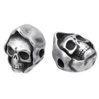 Esferas de aço inoxidável, Crânio, cor original, 11x13x9mm, Buraco:Aprox 2mm, 10PCs/Lot, vendido por Lot