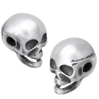 Stainless Steel Beads, Skull, original color, 8x12x9mm, Hole:Approx 2mm, 10PCs/Lot, Sold By Lot