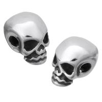 Stainless Steel Beads, Skull, original color, 8x12x9mm, Hole:Approx 2mm, 10PCs/Lot, Sold By Lot
