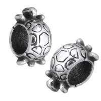 Stainless Steel Large Hole Beads, Turtle, original color, 6x11x8mm, Hole:Approx 5mm, 10PCs/Lot, Sold By Lot