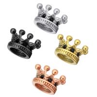 Perlas de acero inoxidable, Corona, chapado, más colores para la opción, 11x7x7mm, agujero:aproximado 6mm, 10PCs/Grupo, Vendido por Grupo